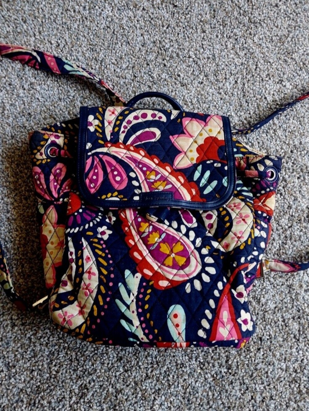 Vera Bradley Quilted Paisley Mini Backpack - Navy Multi